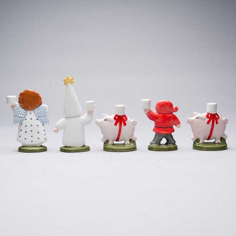 FIGURINER, 5 st, keramik, Lisa Larson, Goebel, Västtyskland, 1987.