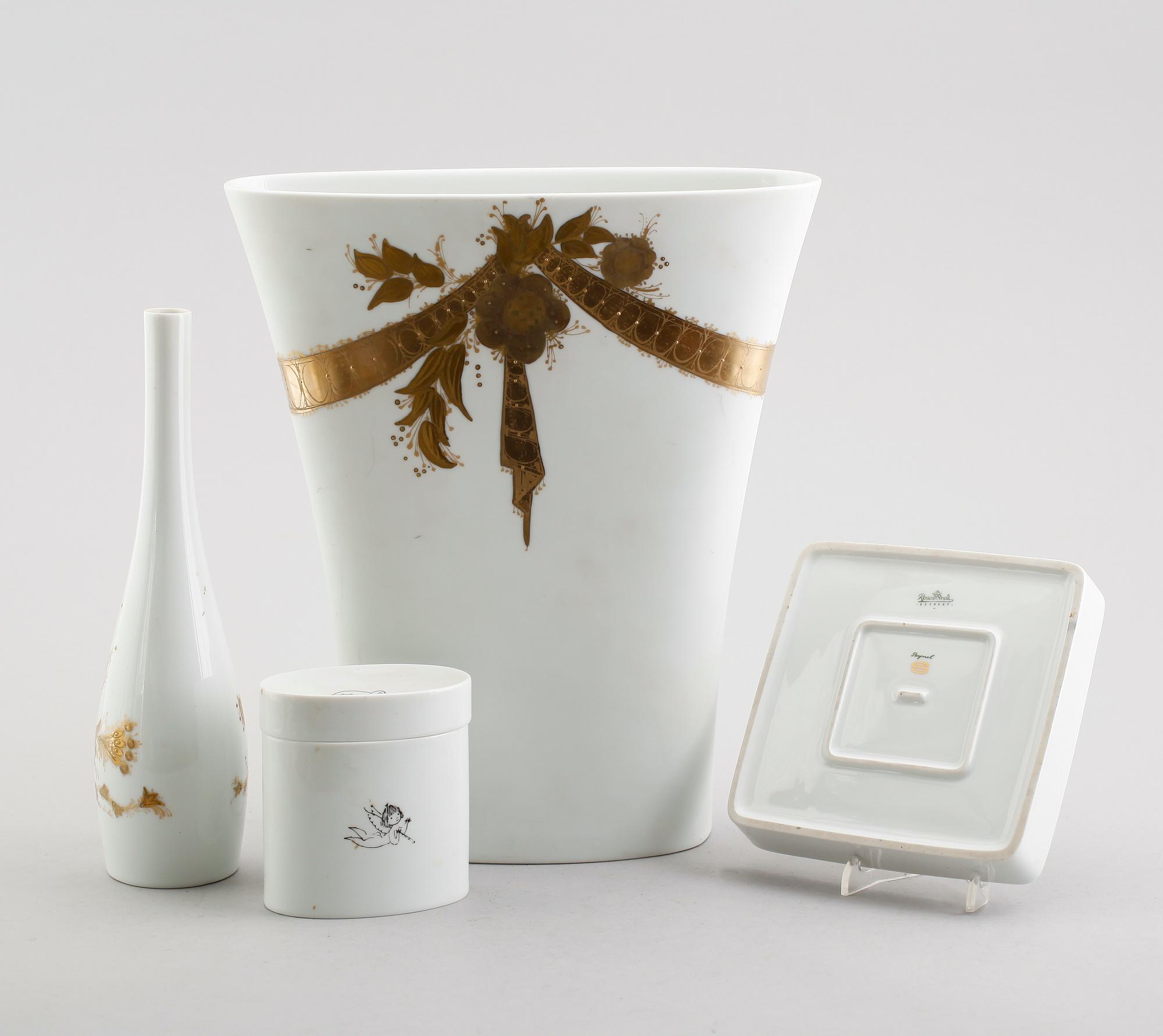 PORSLINSFÖREMÅL, 4 delar, Björn Wiinblad, Rosenthal.