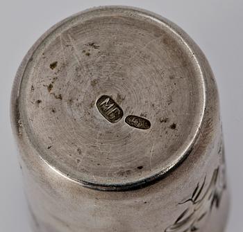 BÄGARE, 4st, silver. Ryssland, 1700 och 1800-tal.
