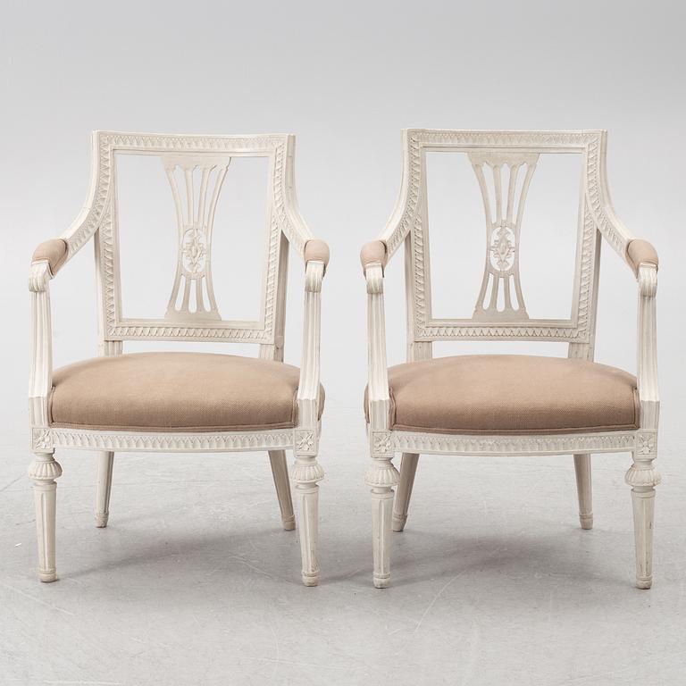 Johannes Andersson, karmstolar, ett par, sengustavianska, Lindome, omkring 1800.