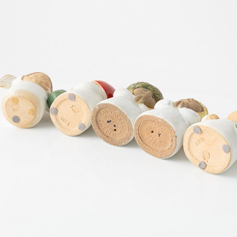 Lisa Larson, figuriner, 5 st, ur serien "Advent", Gustavsberg.