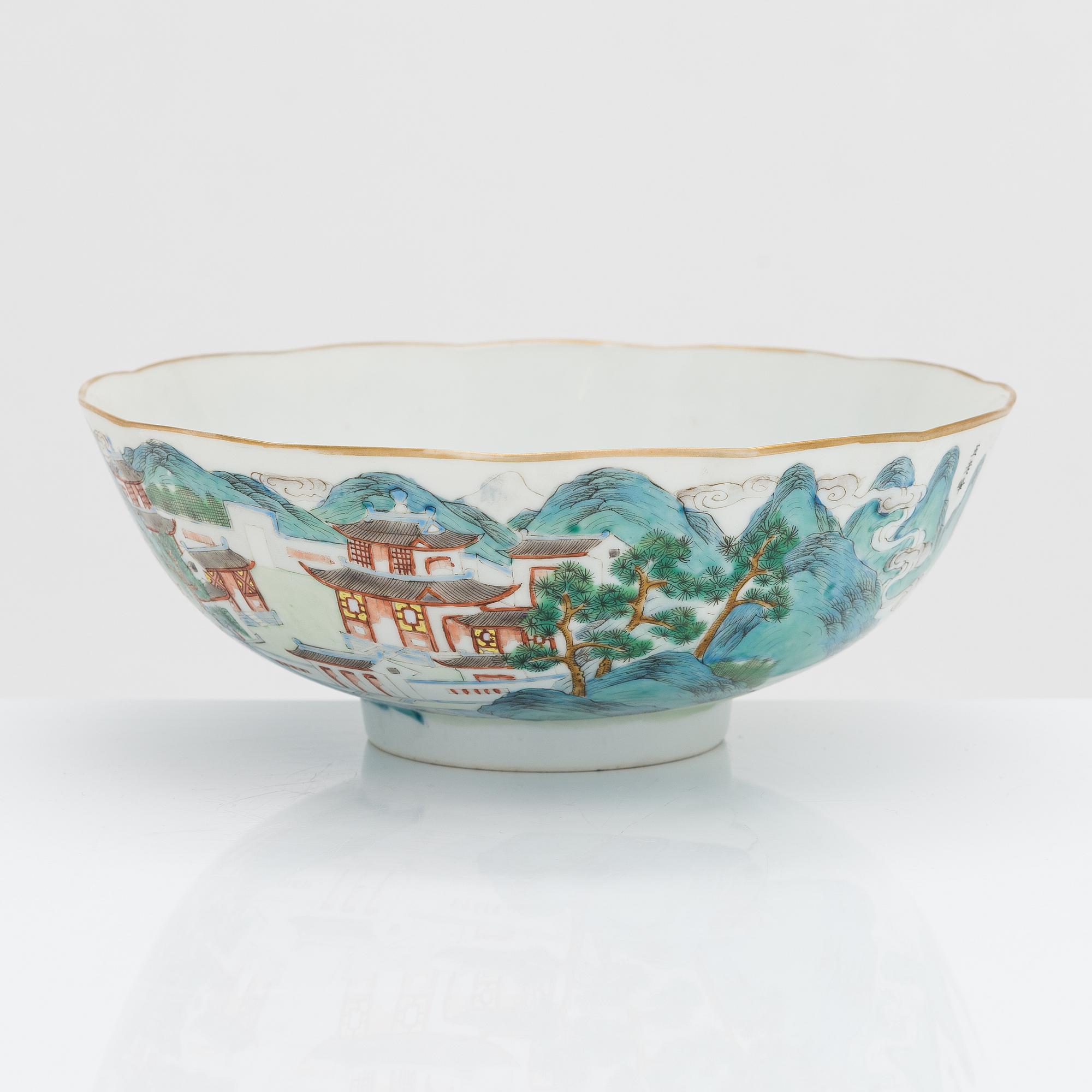 Kulho, posliinia, Kiina, Qing-dynastia, 1800-luku.