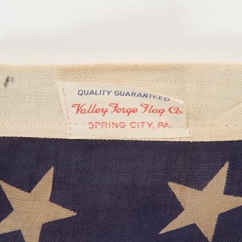 An American flag from Valley Forge Flag Co, Spring City PA, 1940's/50's.