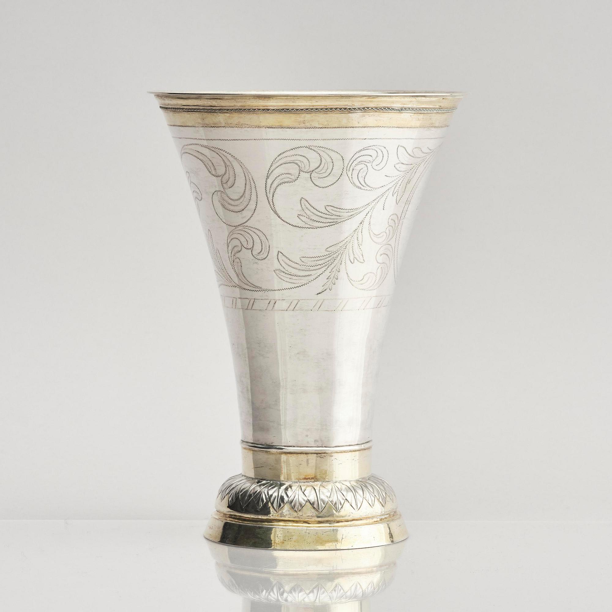 A Swedish 19th century parcel-gilt silver beaker, mark of Johan Ferdinand Grönqvist, Östhammar 1837.