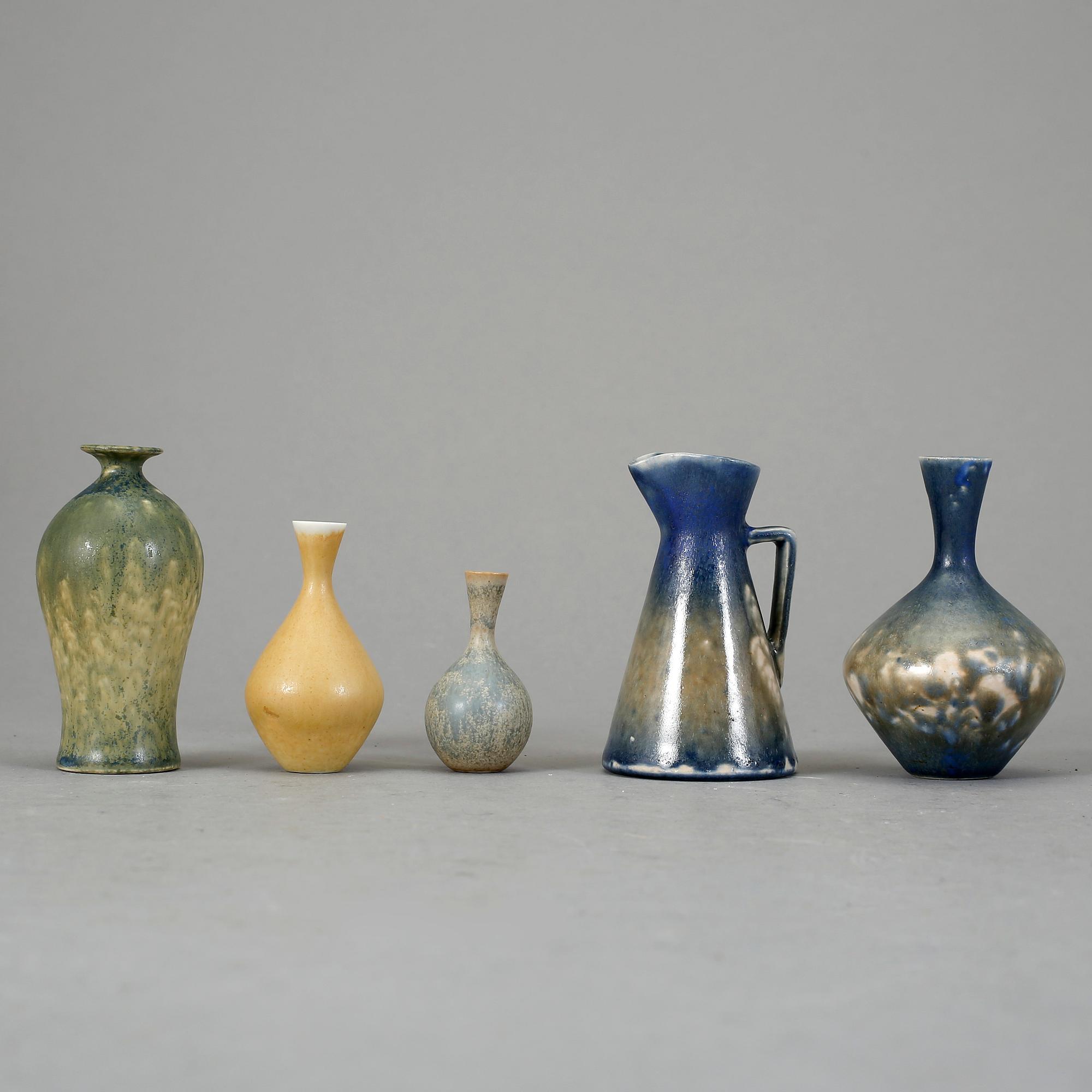 MINIATYRER, 5 stycken, stengods, Sven Wejsfelt, Gustavsberg Studio.