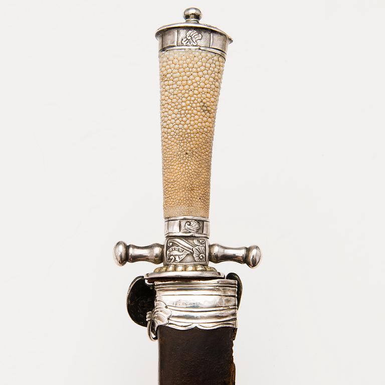 A Danish 18th Century silver-mounted hunting dagger.