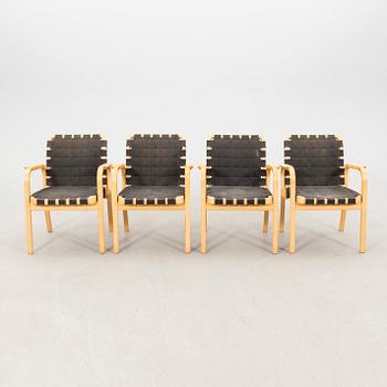 Alvar Aalto, armchairs 4 pcs model no. 45 Aetek Finland, later part of the 20th century.