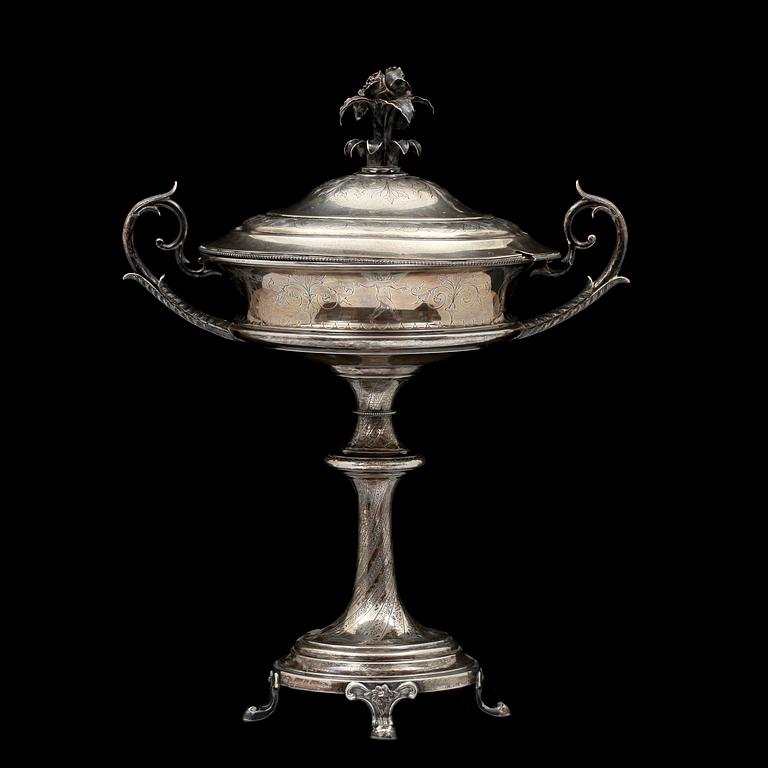 SOCKERSKÅL, empirestil, silver, Claes Peter Hedin, Jönköping, 1877. Tot vikt ca 690 g.