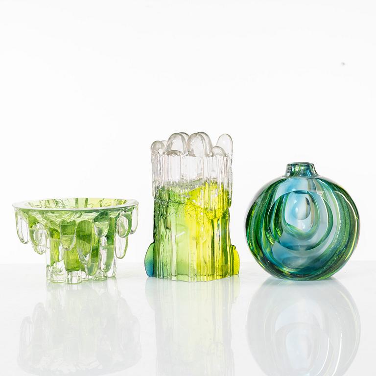 Göran Wärff, konstglas, tre delar, Kosa Boda, 1970-tal.