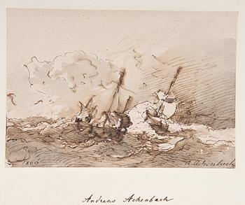 Andreas Achenbach · (klart)ANDREAS ACHENBACH, tillskr, akvarell, sign och dat 1860.