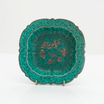 Wilhelm Kåge, fat, 2 st, samt vas "Argenta", Gustavsberg.