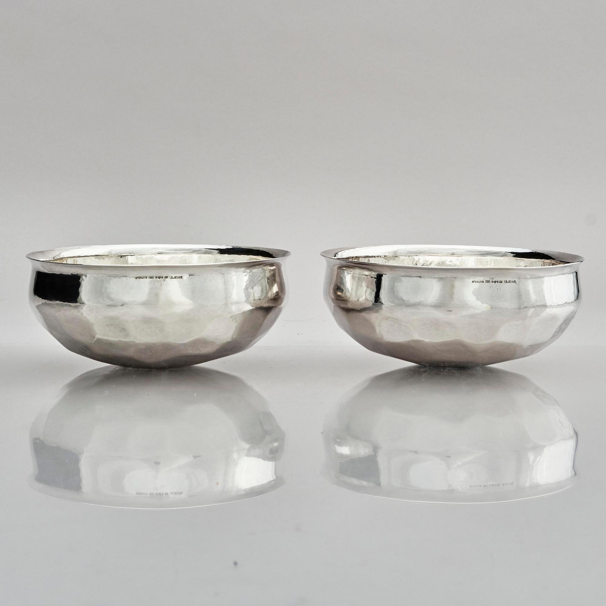 Bengt Liljedahl, a pair of sterling silver bowls, Stockholm, Sweden 1966.