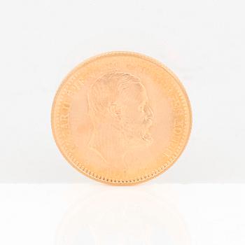 GULDMYNT, 20 kronor, Oscar II av Sverige och Norge 1901. Vikt ca 9 gram.
