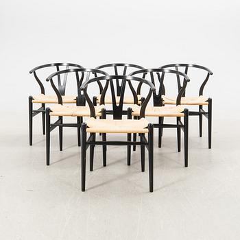 Hans J. Wegner, chairs, 6 pcs, "Y-chair" model CH-24, Carl Hansen & Søn, Denmark. 2000s.