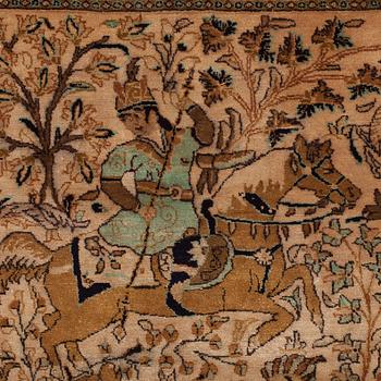 A RUG, silk Qum, around  207 x 132  cm.
