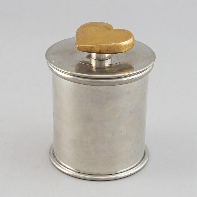 Estrid Ericson, a pewter and brass jar with cover by Svenskt Tenn, Stockholm 1993.