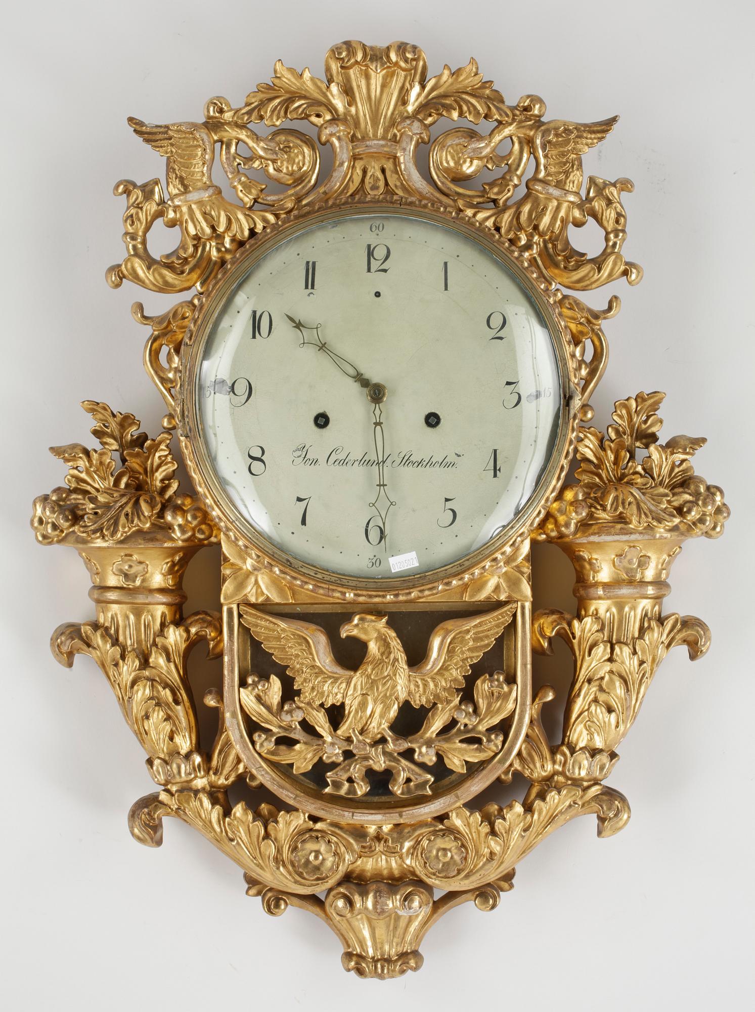 VÄGGPENDYL, empire, Jonas Cederlund, Stockholm, verksam 1799-1825.