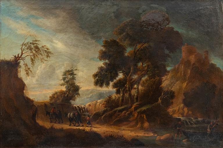 Jan Wynants (Wijnants), his art, Landscape with figures, 18th century.