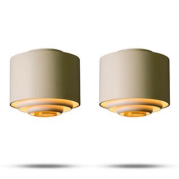 Alvar Aalto, A pair of 1960s 'AE-9447-2' ceiling lights for Itsu Finland.