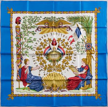 HERMÉS, scarf, "1789 Liberté Égalité Fraternité".