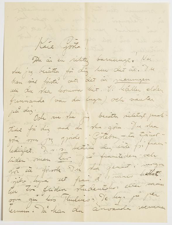 LETTERS, 2, from Carl and Ruth Kylberg in Stockholm to GAN (Gösta Adrian-Nilsson) in Lund. Undated.