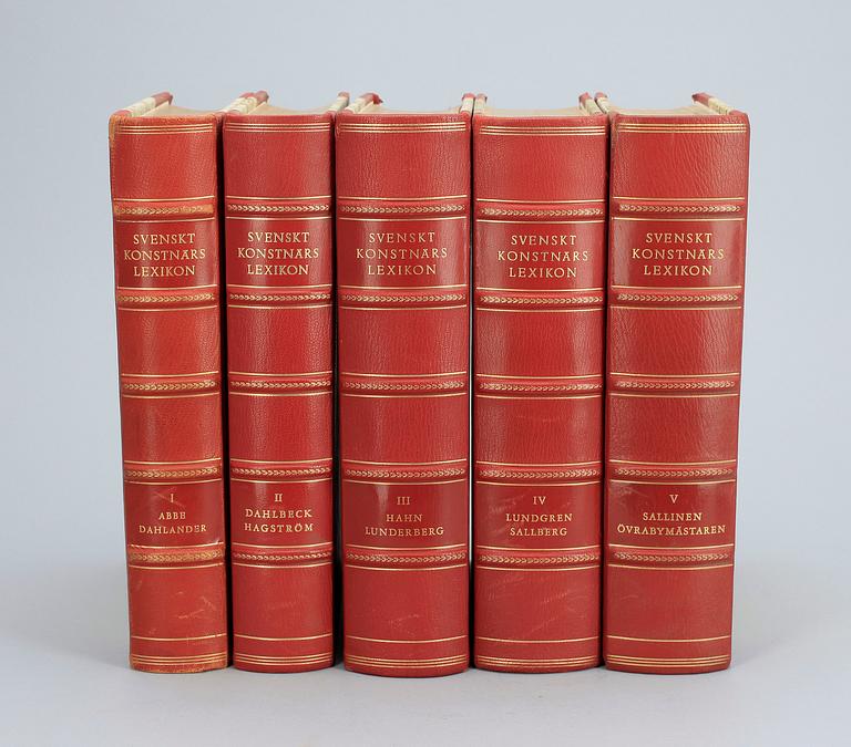 BOKVERK, 5 vol, "Svenskt konstnärslexikon", Dahlbeck-Hagström (red), Allhems Förlag, Malmö 1952.