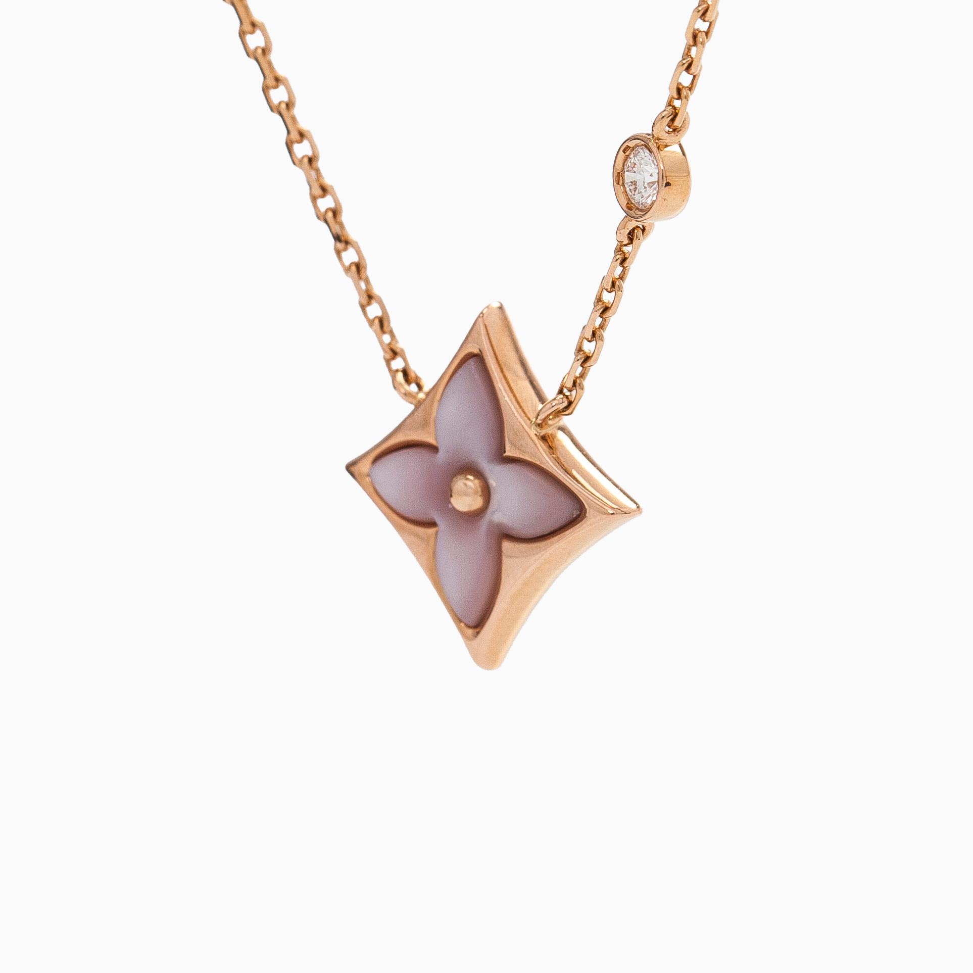 Louis Vuitton, an 18K rose gold "Color Blossom BB Star" necklace with pink mother-of-pearl and a brilliant-cut diamond.