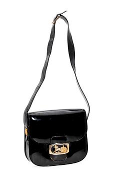 1340. A black lacquer shoulderbag and purse by Celine.