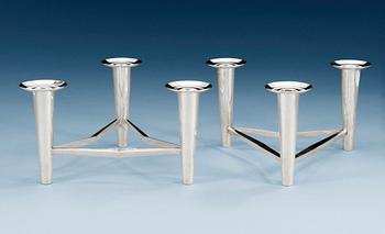 A PAIR OF W.A BOLIN silver candelabra, Stockholm 1961, designed by Barbro Littmarck.
