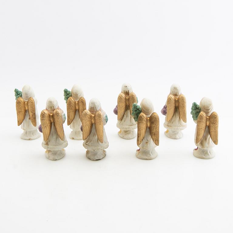 En samling änglar samt adventsljusstake 14 st 1900-tal.