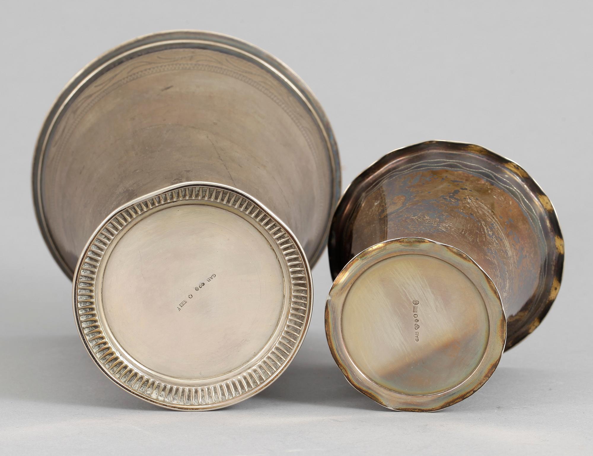 POKALER, 2 st, silver, GAB, Stockholm, 1934 och 1975. Vikt ca 265 gram.