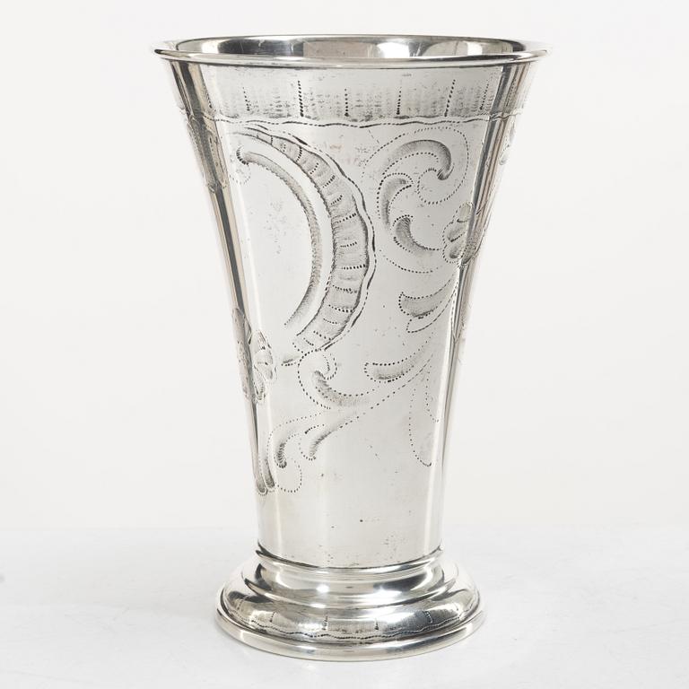 C.G. Hallberg, Beaker, silver, Rococo style, Stockholm 1931.
