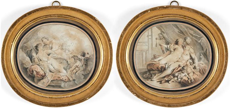 Francois Boucher, circle of/follower of, Love scenes, a pair.
