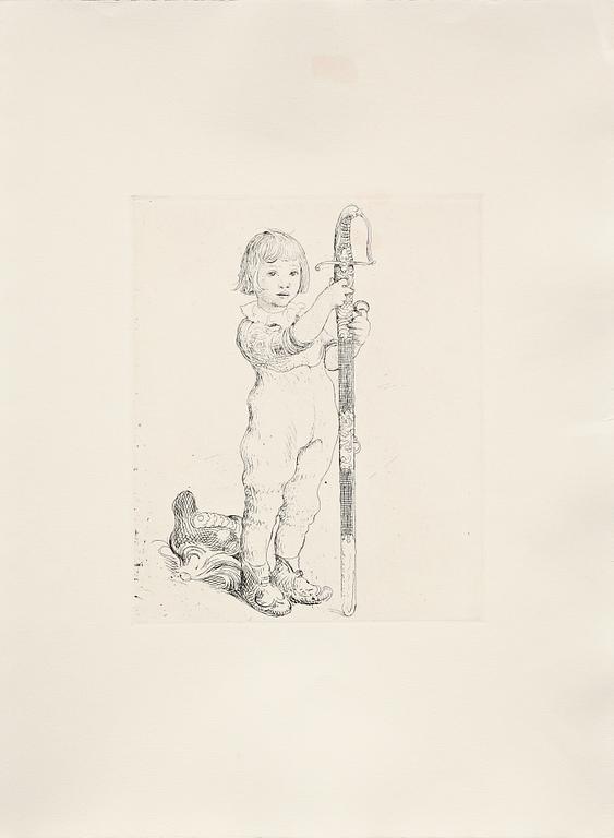 CARL LARSSON, efter, etsningar, 6 st, osign, tryckta 1983, från originalplåtar, numr. 77/360, Hjert&Hjert.