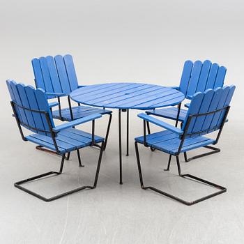 A five-piece garden furniture suite from Grythyttan, mid 20th Century.