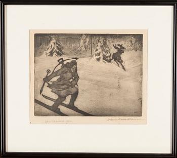 VÄINÖ HÄMÄLÄINEN, etsning, blyertssignerad och plåtsignerad, märkt mars 1924.