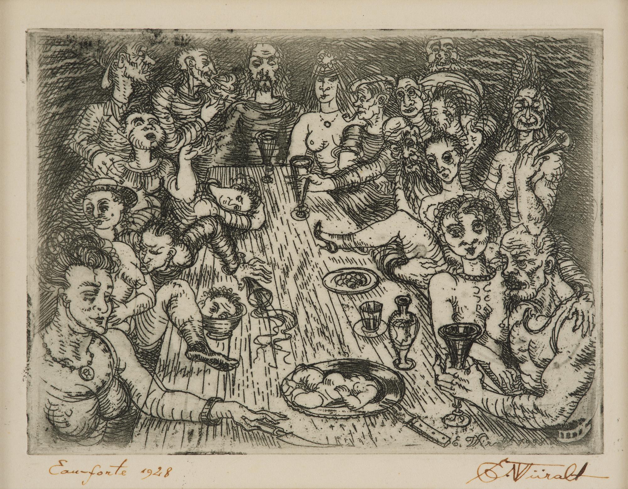 Eduard Wiiralt, "Sööming (Orgia)".
