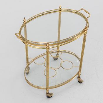 A brass and glass trolley, second part of the 20th Century.