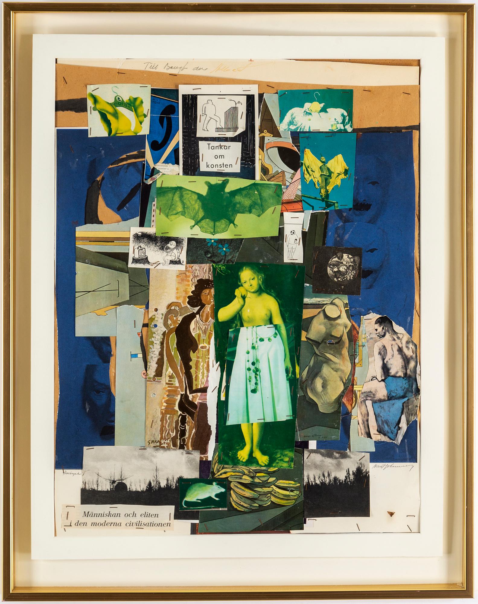ALBERT JOHANSSON, collage, signed.