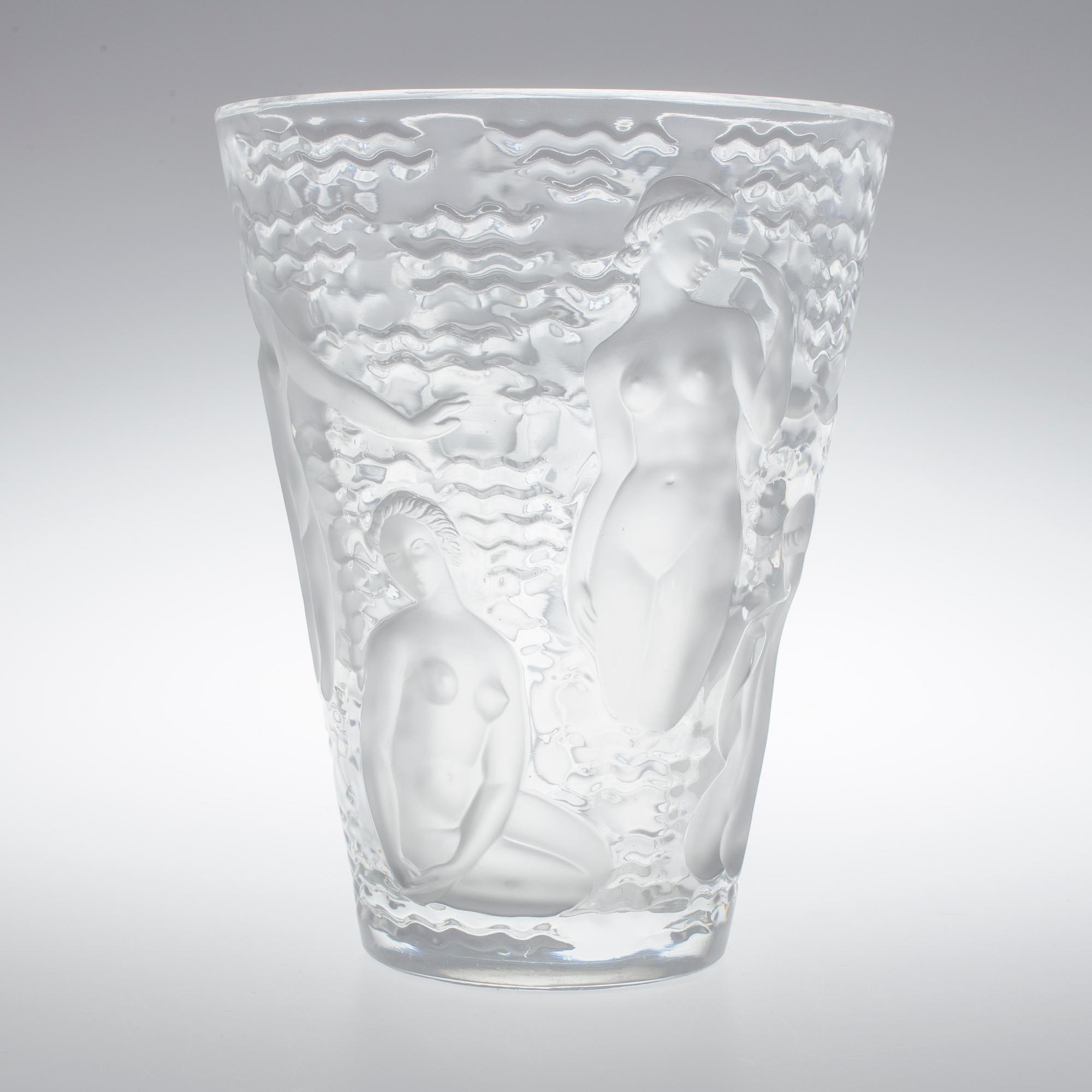 RENÉ LALIQUE, vas, glas, Ondines, sign "Lalique France".