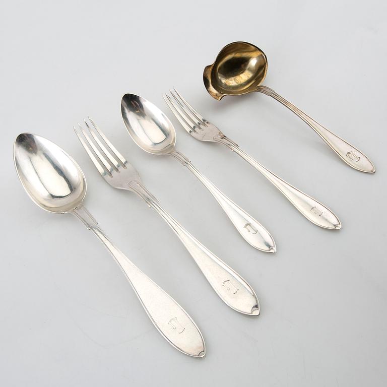 Bestick silver 21 dlr, Hanna Persson Kristianstad 1923 samt GAB Stockholm 1924.