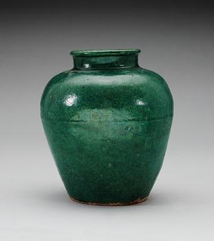 A green glazed jar, Ming dynasty, Southern China.