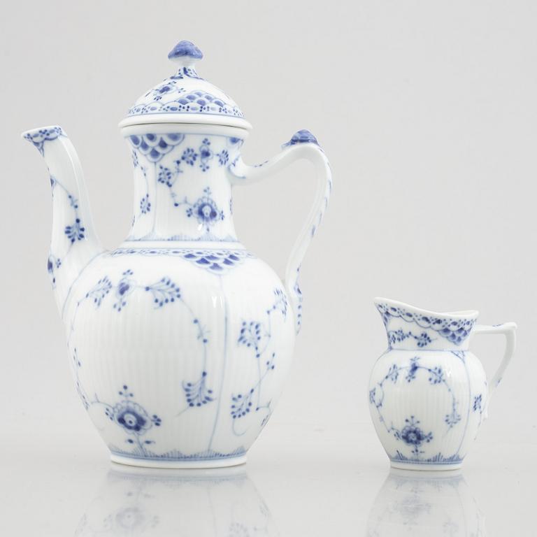 Royal Copenhagen, a 28-piece coffee service, 'Blue Fluted Half Lace', Denmark.