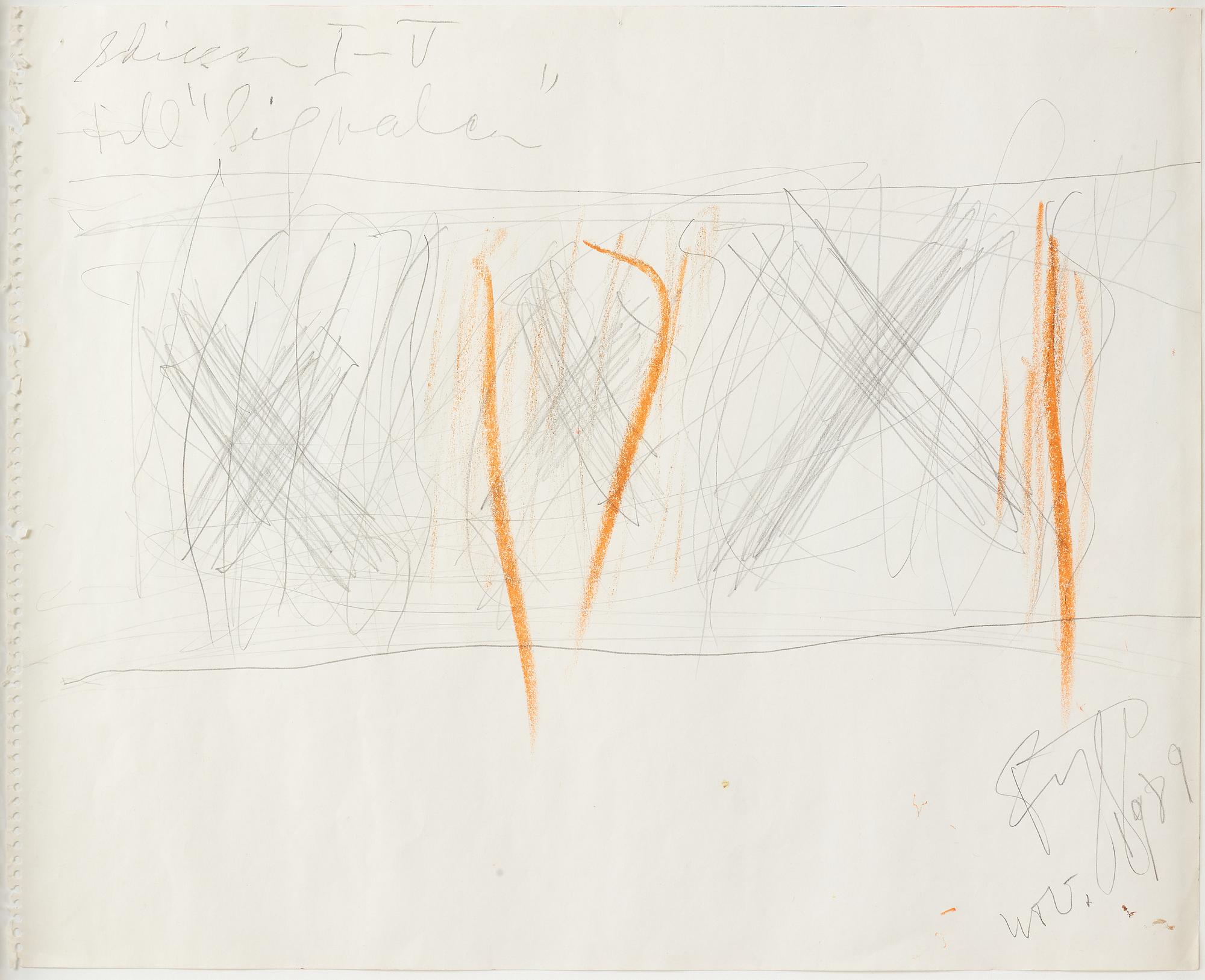Eddie Figge, mixed media on paper, signed and dated 1989.