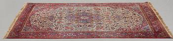 Matto, a semi-antique silk Kashan, ca 212,5-214,5 x 134,5-135,5 cm.