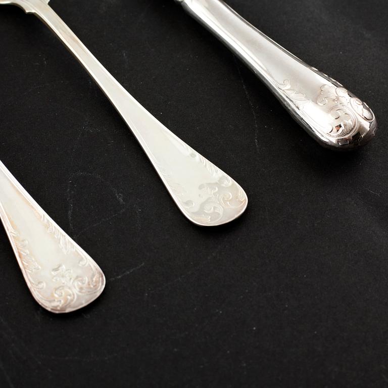 BESTICK, 36 delar, silver, "Gammal fransk", GAB, Eskilstuna, 1900-talets fjärde kvartal.