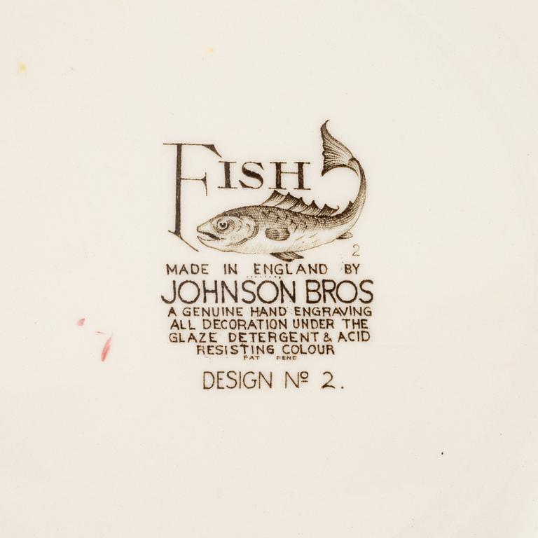 Fish service, 7 pieces, earthenware, "Fish", Johnson Bros, England.