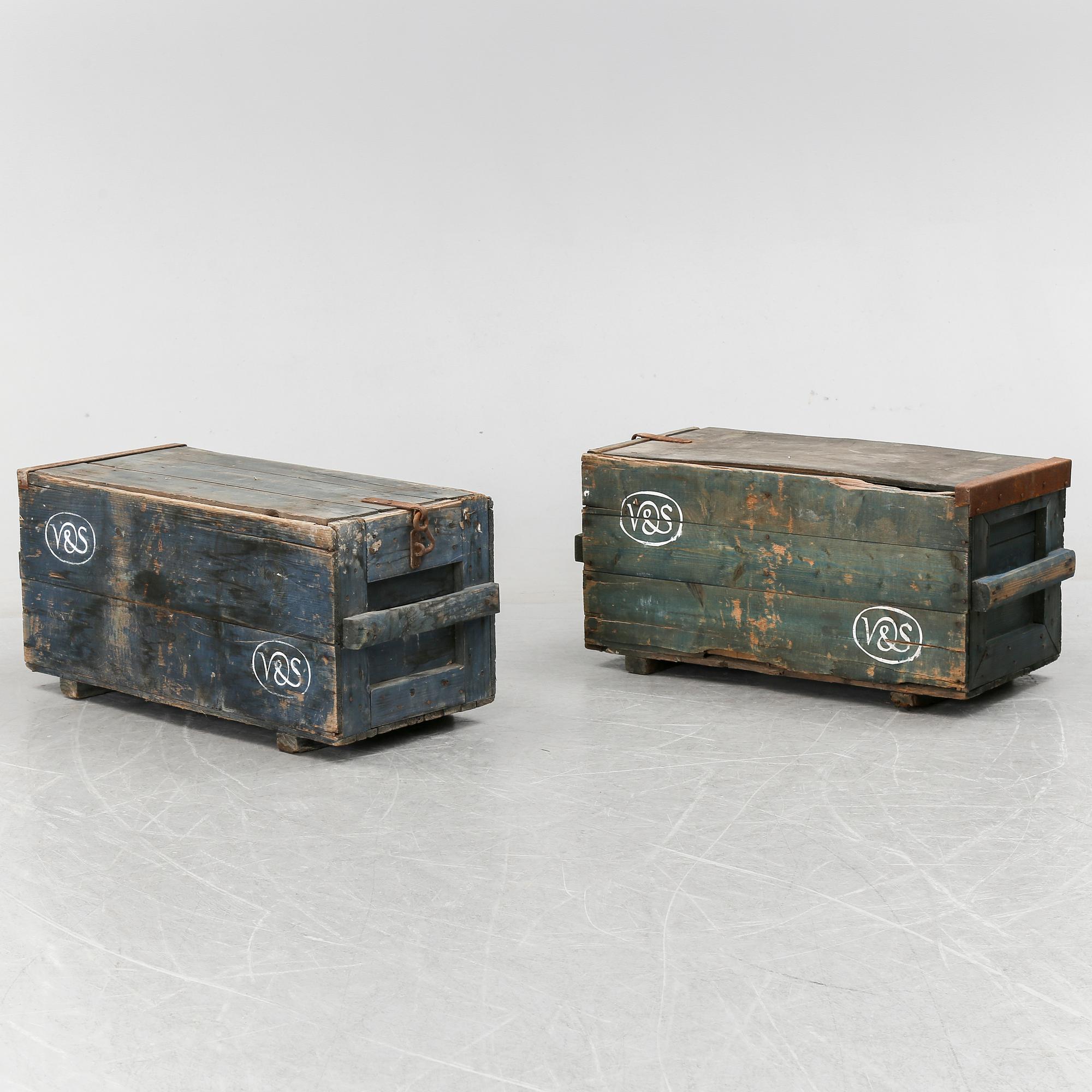 Two wooden boxes, early 1900's.