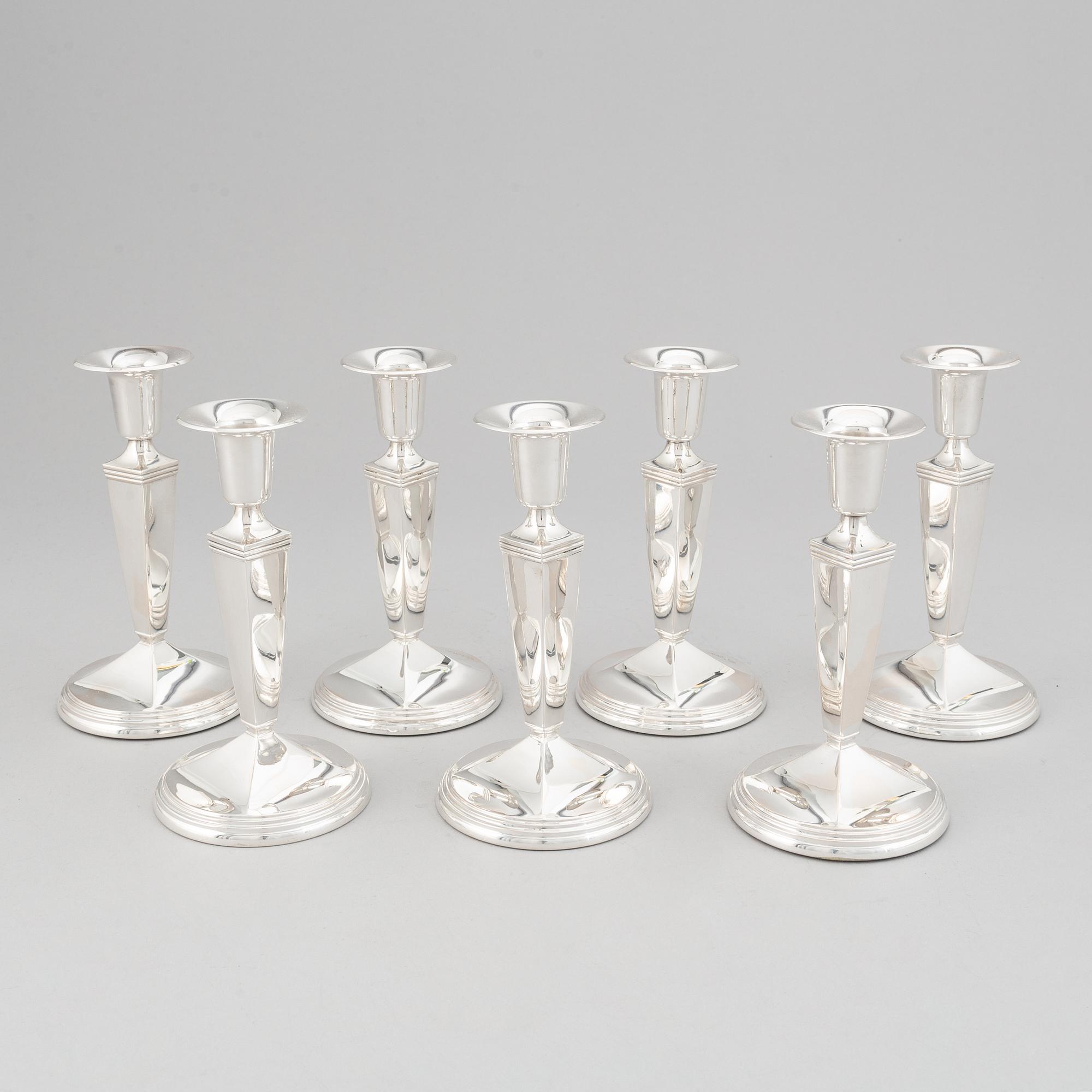 Seven silver candlesticks, GAB, Stockholm, 1957-66.
