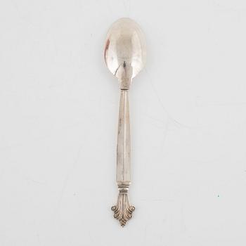 Johan Rohde, eleven 'Acanthus' sterling silver coffee spoons, Georg Jensen, Denmark post 1945.